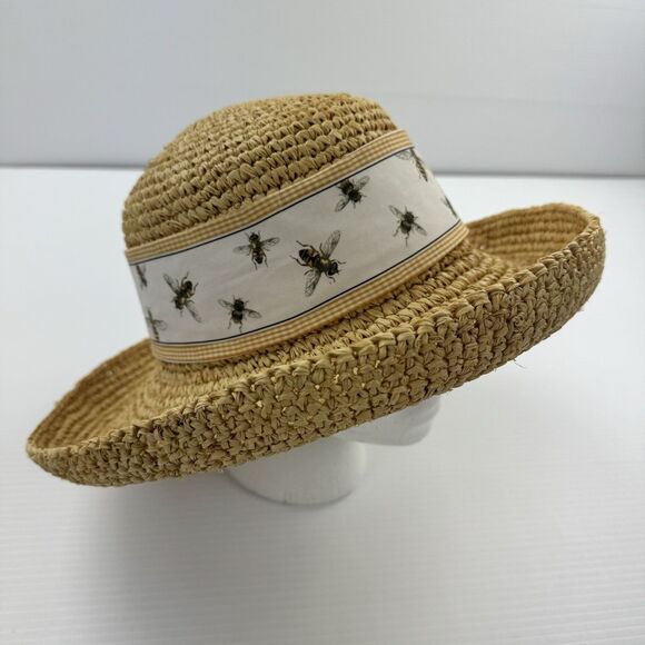 Mary Lake Thompson Straw Sun Hat Bee Ribbon Band Wide Brim Garden Cottage main image 10
